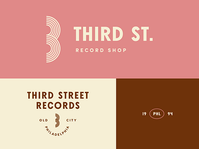 Third St. Records, I 3 branding brown logo logo design philadelphia pink record shop record store records retro typography vinyl vinyl record