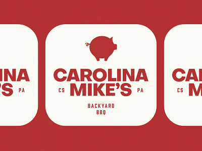 Carolina Mike's BBQ badge bbq branding carolina fire geometric grill logo logo design mark meat minimal pig red smoker southern typography