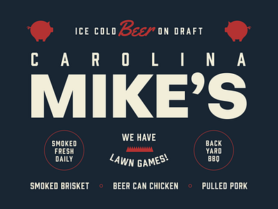 Carolina Mike's, IV badge barbecue bbq beer branding illustration logo logo design logotype pennsylvania pig smoked type sheet typography