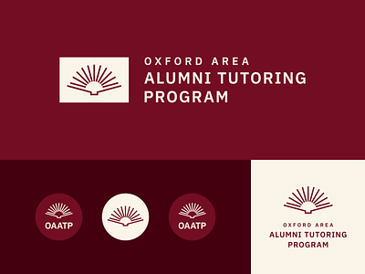 Oxford Area Tutoring Program, II academic badge book branding education learning logo logo mark maroon red school sunrise tutor typogaphy