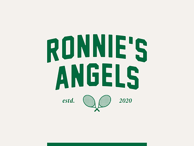 Ronnie's Angels, II angel athletic branding club collegiate green logo sport tennis tennis ball tennis racket typography vintage wings