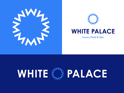 White Palace Hotel & Spa - 30 Days of Logos blue branding circle flat geometric hotel logo logo mark luxury minimal radial resort snowflake