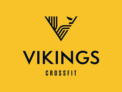 Vikings Crossfit - 30 Days of Logos badge branding crossfit crossfit logo fitness fitness app fitness club geometric v viking yellow