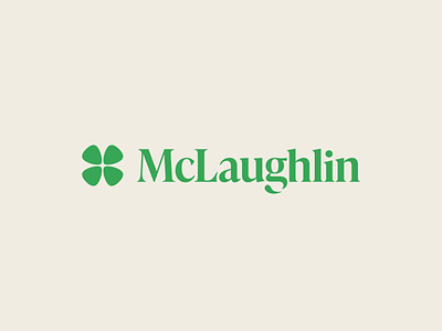 McLaughlin branding clover four leaf clover green irish logo lucky minimal shamrock typography wordmark