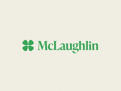 McLaughlin branding clover four leaf clover green irish logo lucky minimal shamrock typography wordmark