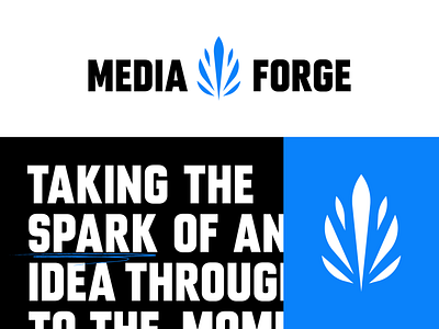 Media Forge, Concept A abstract blue bold branding creation flat idea logo logo design minimal spark strong typography