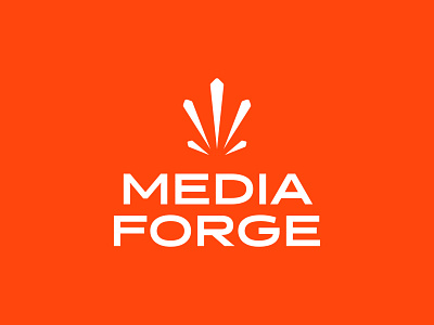 Media Forge brand branding burst creativity flat geometric idea logo logo mark mark minimal orange spark typography