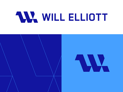 Will Elliott Branding Concept, II blackletter blue branding clean design flat geometric logo mark minimal tech w