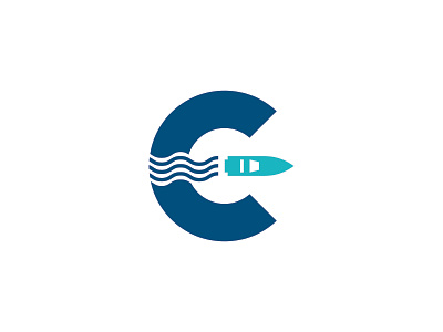 C / Boat blue boat c logo ocean sea water yacht