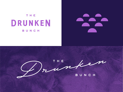 The Drunken Bunch bar grapes logo mark minimal purple wine