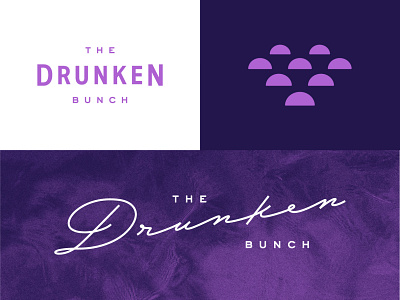 The Drunken Bunch bar grapes logo mark minimal purple wine