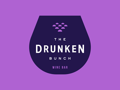 The Drunken Bunch, II badge bar branding clean grapes logo minimal modern purple wine