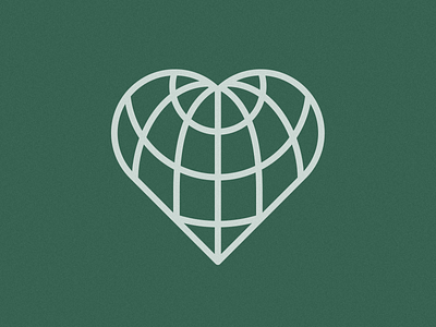 Love Globe earth flat globe green heart linework logo mark minimal