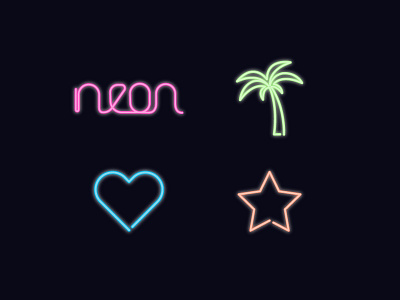 Neon lights colors design heart icons lights neon palm star