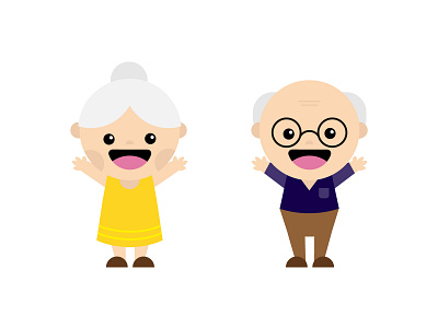 Grandparents character cute design grandma grandpa icons illustration