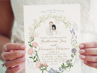 Wedding Invitation couple custom flowers flowers meaning illustration invitation wedding
