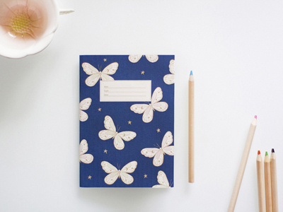 Butterstar Night Notebook blue butterfly journal navy notebook sketchbook stars