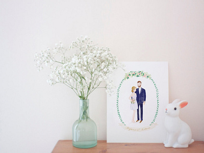Custom Couple Illustration beautiful couple flowers gift gift idea illustration love wedding