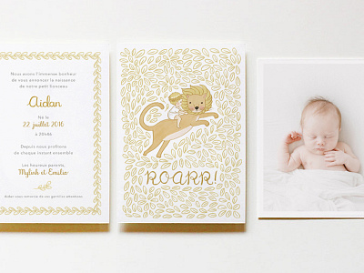 Baby Birth Announcement Card announcement card baby announcement card leo yellow