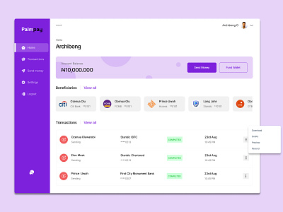 Palmpay Customers Web Dashboard branding graphic design ui