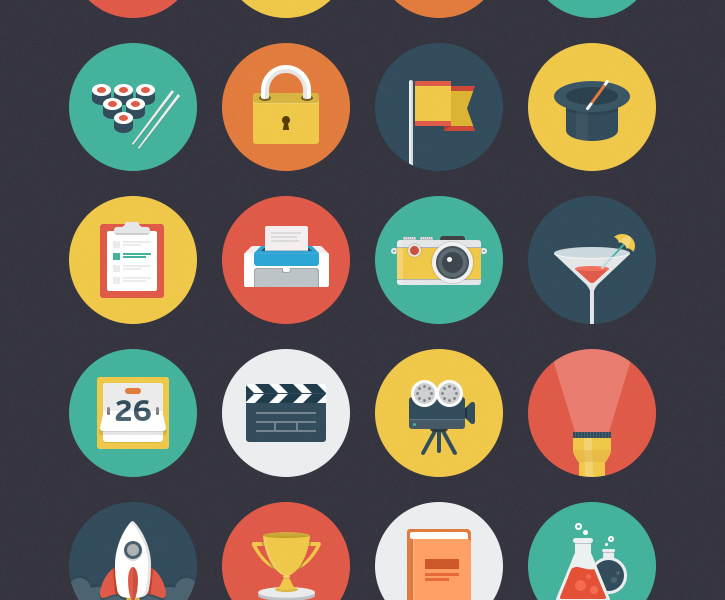 Ballicons — original flat icons set by Nick Frost for Pixelbuddha on