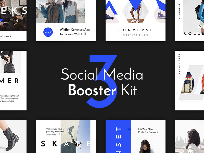 Social Media Booster Kit 3 typography twitter social media media kit instagram fashion facebook colors blogger blog banners