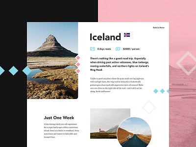 Iceland Tour Landing Lage design iceland interface landing page tour trip ui web