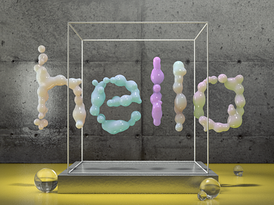 Hello, Dribbble! 3d after effects c4d cgi cinema4d concrete design glass graphics photoshop render shot