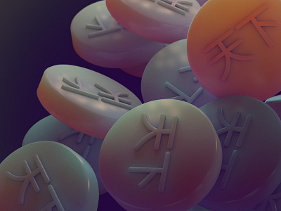 tian xia waxy coins 3d c4d cgi cinema4d lighting render subsurface scattering translucent