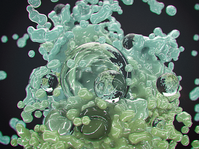 blobs and glass spheres 3d abstract c4d cinema4d design glass molecule particles refraction render xparticles