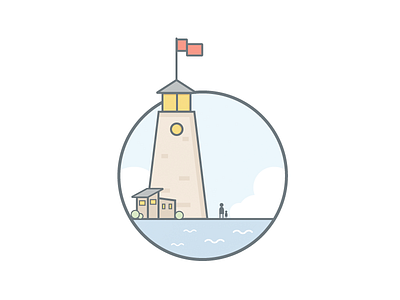 daily practice 009day app blue clouds flag gui illustrations lighthouse people sailing sea sky