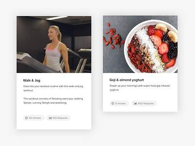 Card component for workouts and recipes card card component card module design ui