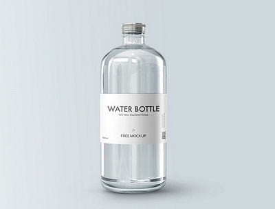 Free Clear Water Glass Bottle Mockup PSD Template 3d animation branding design graphic design illustration logo motion graphics ui vector