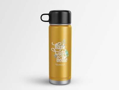 Free Flask Water Bottle Mockup PSD Template 3d animation branding design graphic design illustration logo motion graphics ui vector