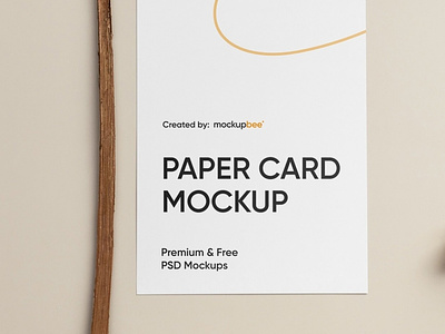 Free Paper Card with Leaf Mockup PSD Template