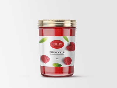 Free Red Jam Glass Jar Mockup PSD Template