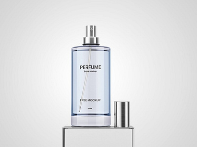 Free Clear Perfume Bottle Mockup PSD Template 3d animation branding design graphic design illustration logo motion graphics ui vector