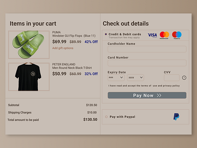 Credit card checkout page