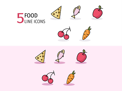 5 food line icons