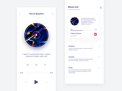 Music album app design interface list menu music player ui