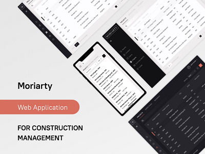 Moriarty is a web application for construction management admin panel agency app application construction design design agency erp figma internal system mobile design software development software development agency ui ux web design web development