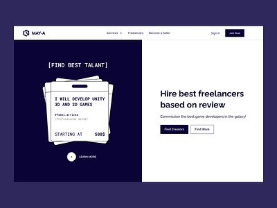 MAY-A Freelance Platform app cards clean design freelance freelancers hero hero section job platform remote ui ux