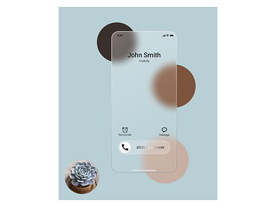 Glassmorphism - call screen blue grey blur blurry background brown tones call call screen classy earth colours elegant ui garden design glass effect glassmorphism grey lilac minimalistic phone call transparent ui