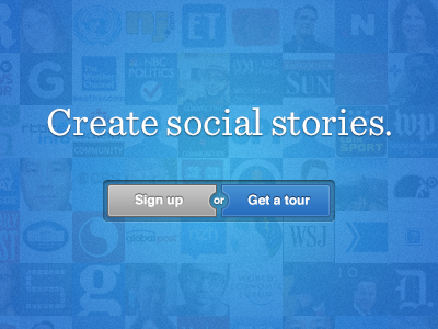 Create social stories action blue buttons call cat sign up social storify tour