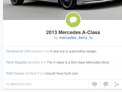 Mercedes buttons clean date icon light list photo share social storify ui