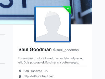 Dummy Saul Goodman avatar blue clean frame light picture placeholder storify ui white