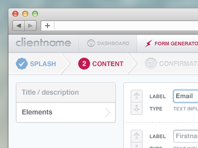 Dashboard app browser buttons clean dashboard forms generator header light menu nav steps ui web