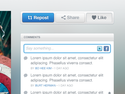 Actions actions buttons comments facebook icons input like list post share storify twitter ui