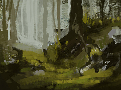 woods brush concept forest grass green painting trees wood