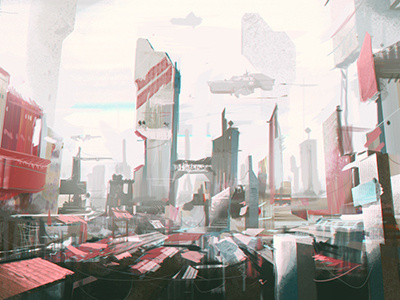 Red city art big city concept futuristic painting red sci fi speed